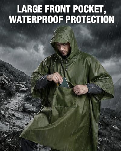 Detalle de Victoper Waterproof Poncho Adult – Lightweight, Reusable Rain Poncho for Outdoors
