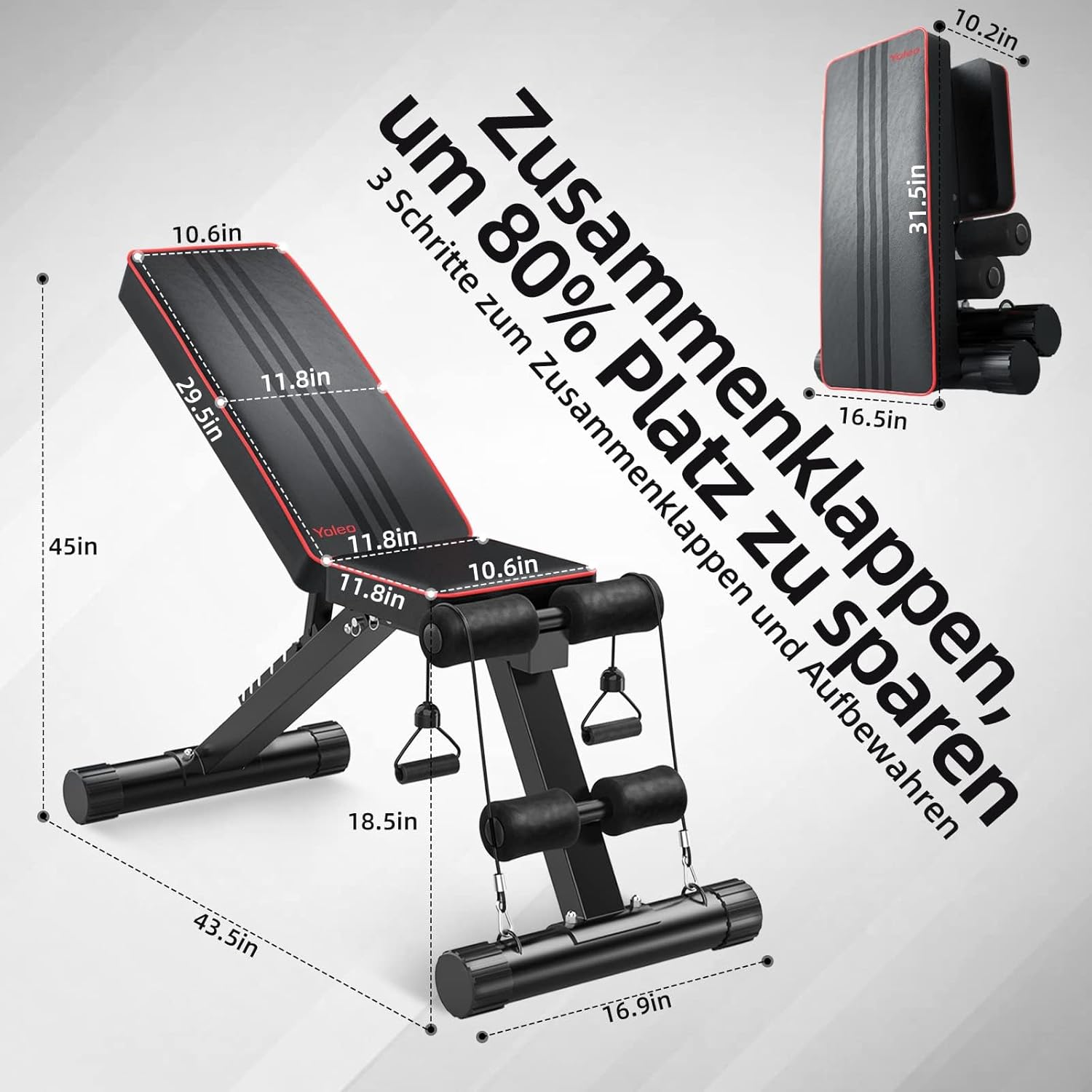 Thumbnail 4 de YOLEO klappbare Hantelbank 300 kg Belastung