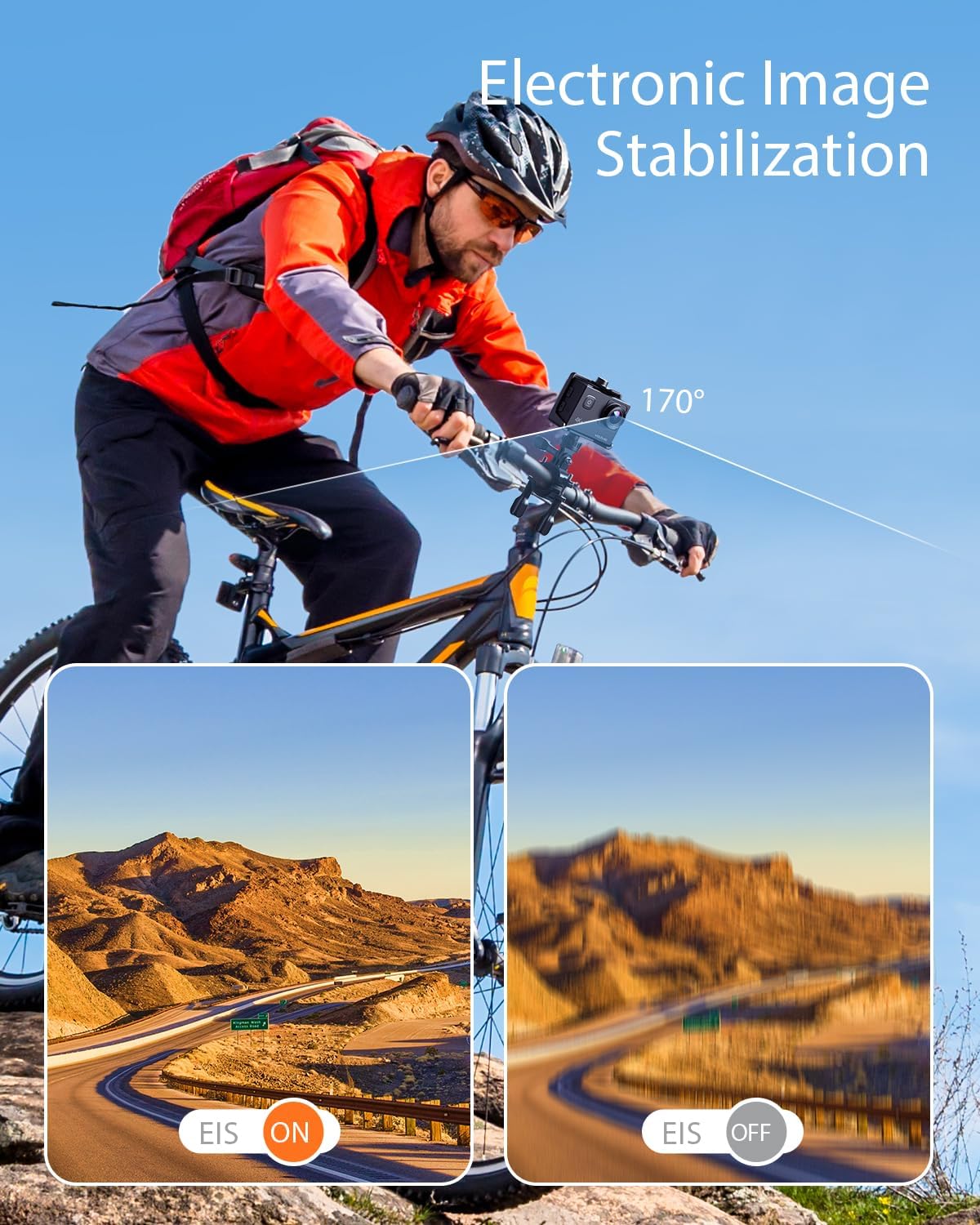 Detalle de WOLFANG GA100 Action Camera: 4K 20MP, 40m Waterproof, EIS Stabilisation & External Mic