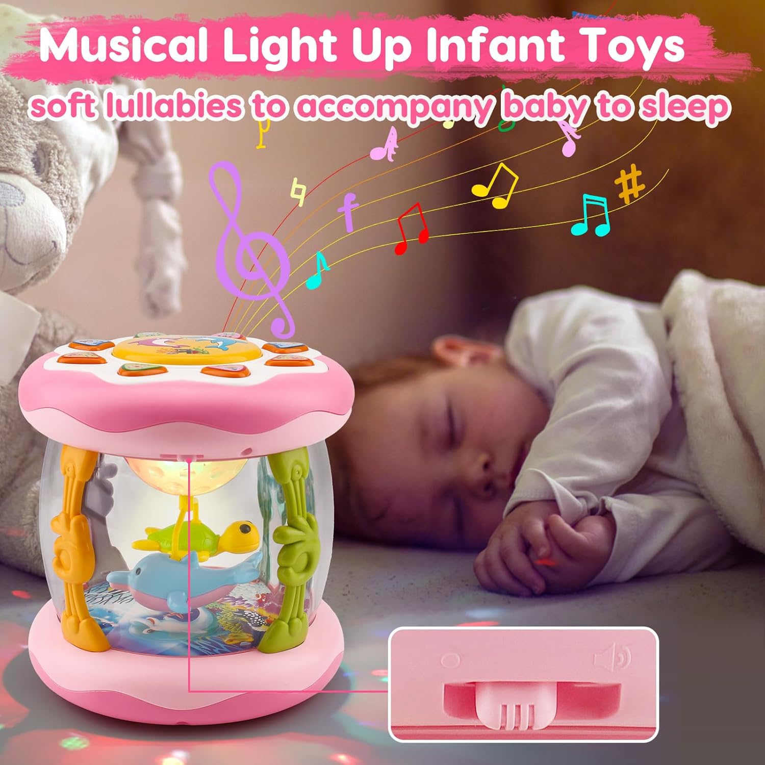 Thumbnail 5 de Baby Girl Toys Ocean Projector Rotating Musical Light-Up Tummy Time Toy (0–6 Months)