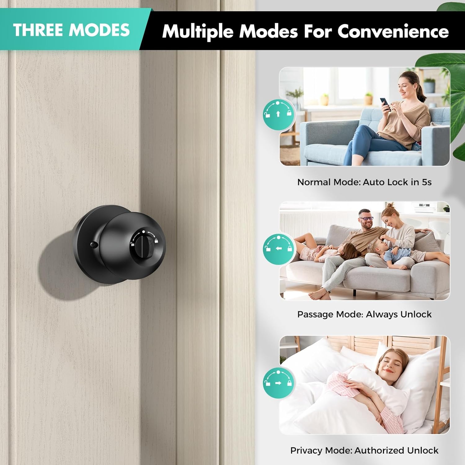 Detalle 2 de HEI LIANG Fingerprint Door Lock, Polished Black