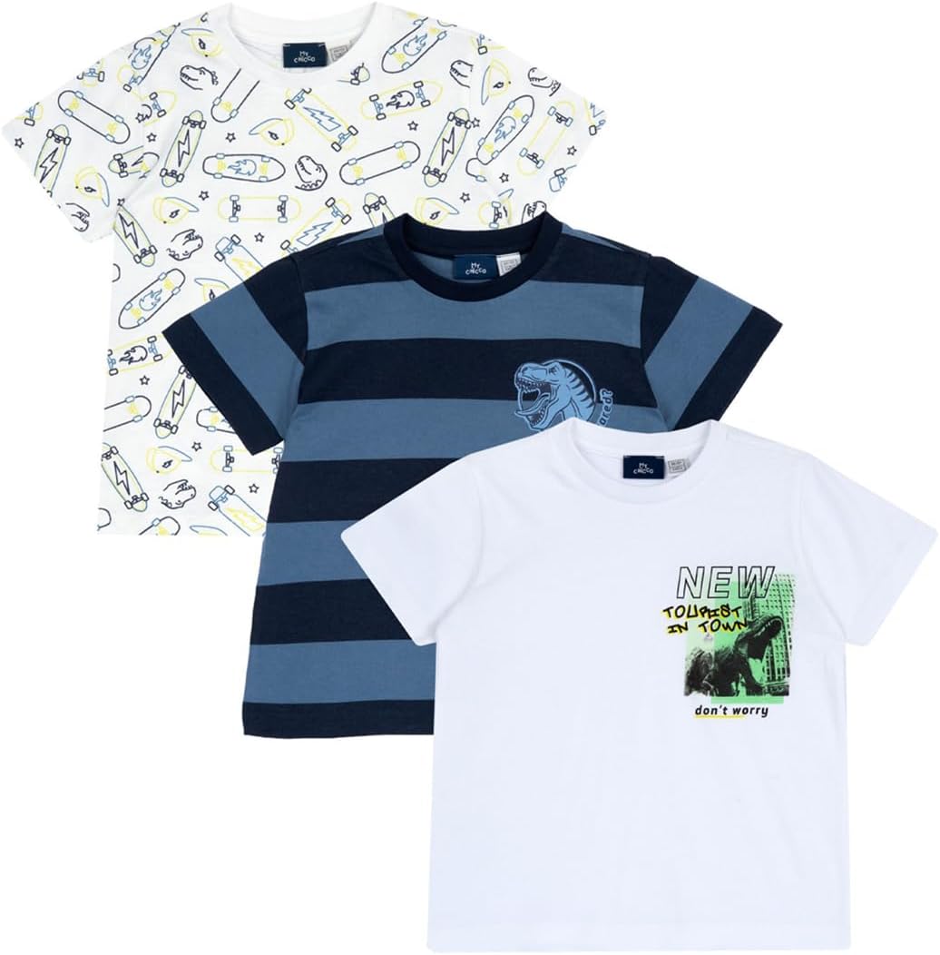 Detalle 2 de Chicco T-Shirt Bambino Set di 3 Magliette a Manica Corta in Cotone