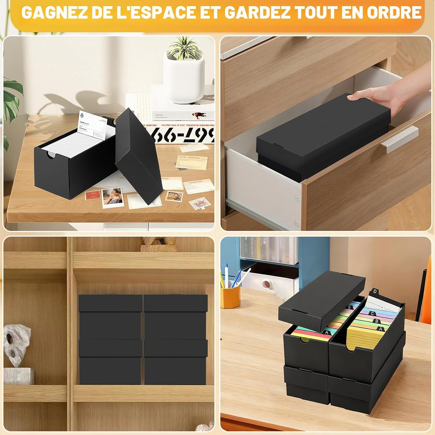 Thumbnail 6 de LALATOK — 4 Boîtes A8 avec 112 Intercalaires et Fiche Bristol 52×74 mm, Noir