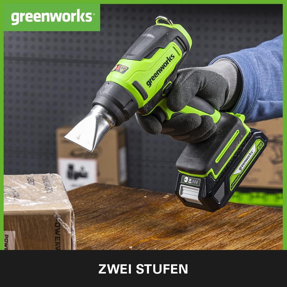 Thumbnail 2 de Greenworks Tools Akku-Heißluftpistole G24HG (G24, 24 V) – 3 Düsen, 9 Sekunden Aufwärmzeit, LED