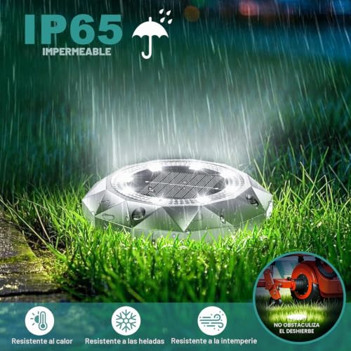 Detalle de FIFlying 10 Luces Solares LED para Exterior – 8 LED, IP65, Blanco Frío,セット de 10
