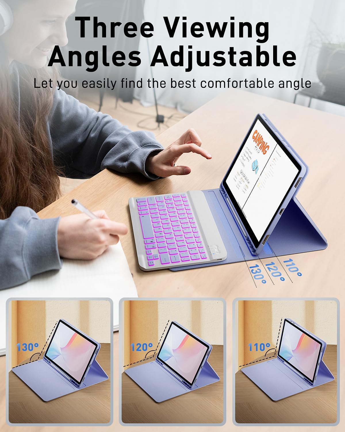Detalle 2 de TUNKARMOR iPad Air 11-inch/ 5th/ 4th Keyboard Case, Backlit and Magnetic