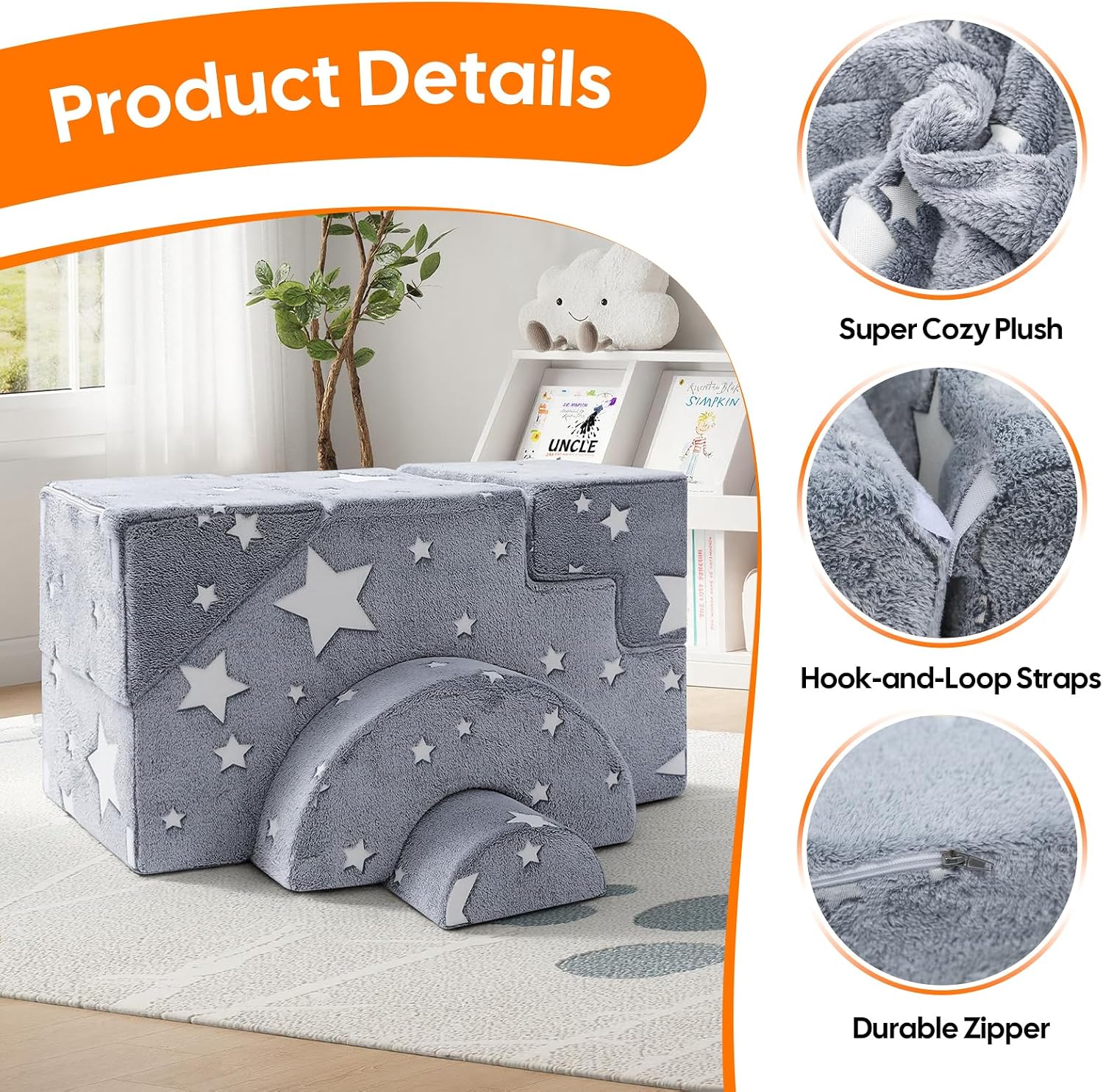 Thumbnail 4 de MeMoreCool Kids Foam Climbing Couch with Glow-in-the-Dark Stars
