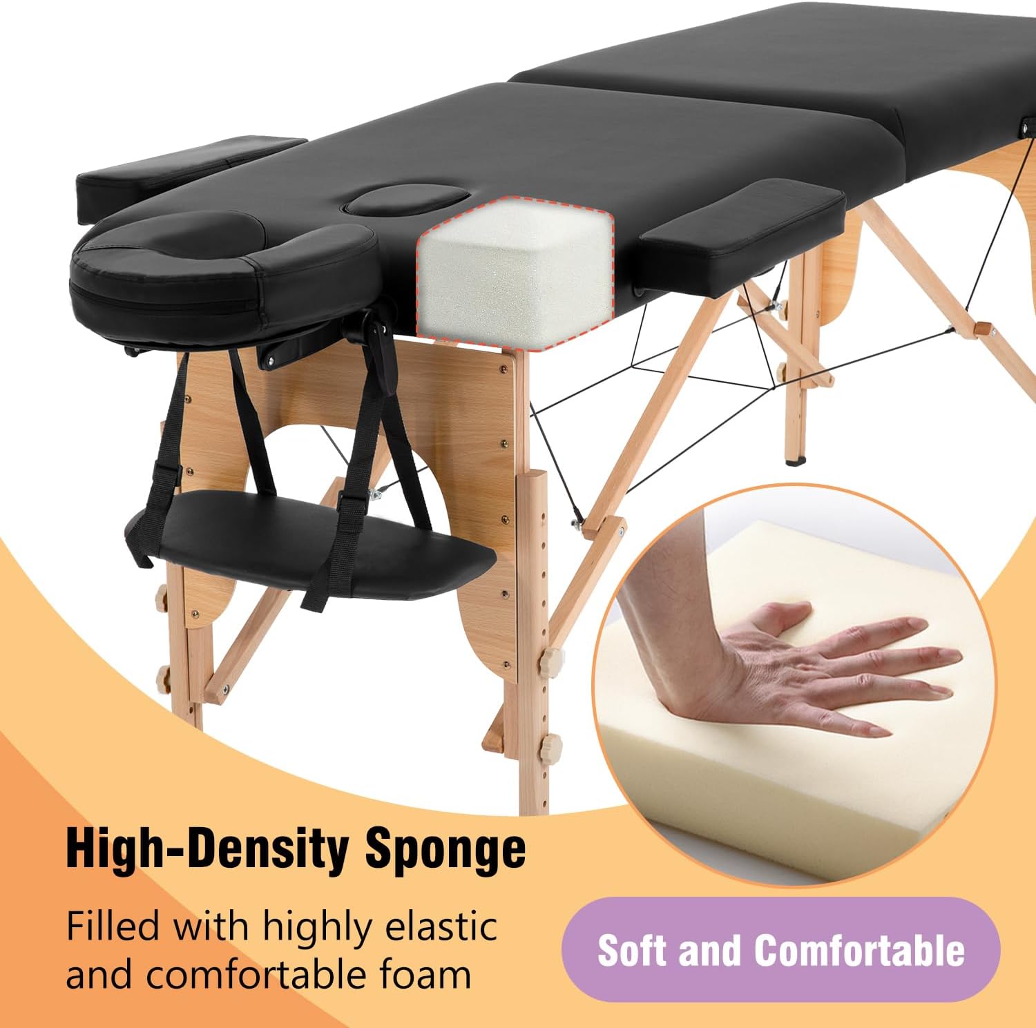 Detalle de BestMassage Massage Bed Portable Massage Table, 84-Inch Folding, Adjustable Height