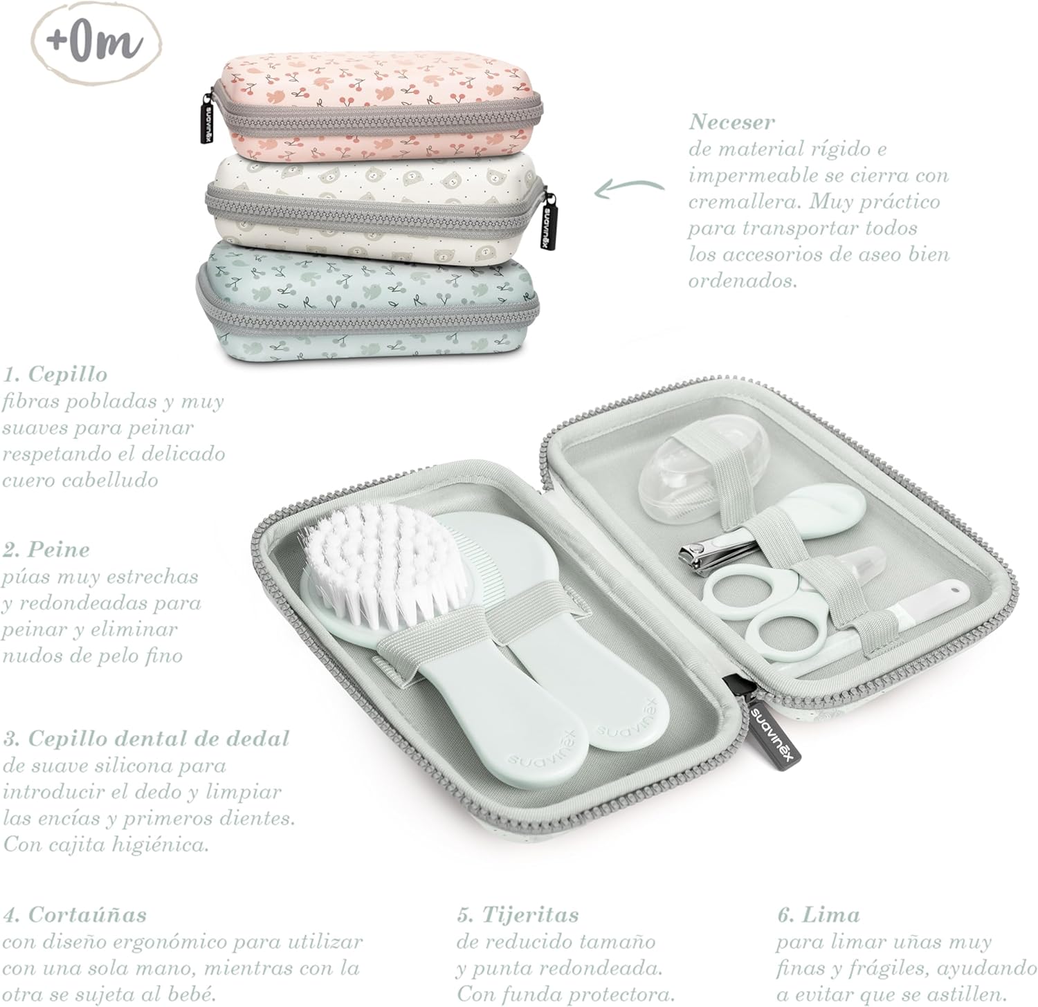 Detalle de Suavinex Trousse de Soin Bébé — Ensemble 6 pièces pour ongles, dents et cheveux