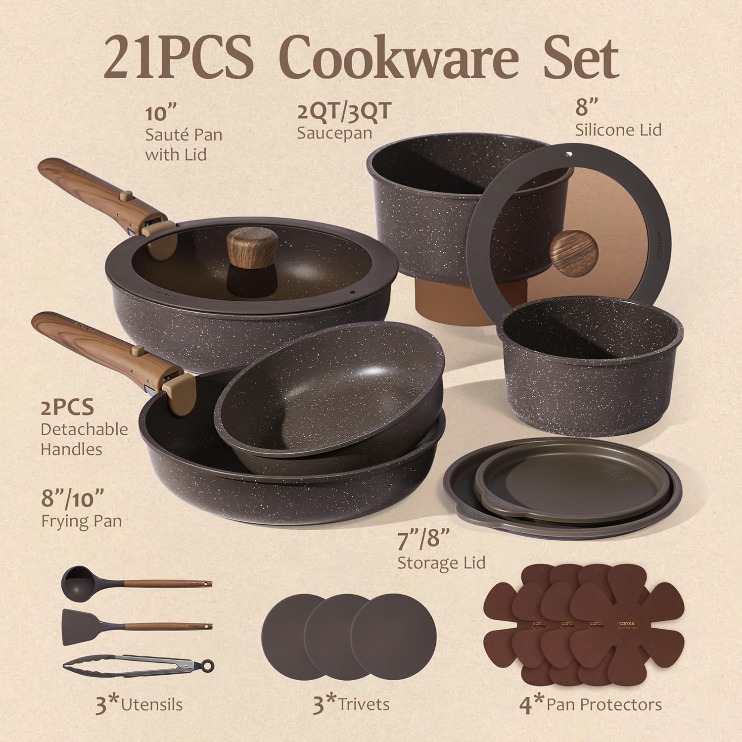 Thumbnail 1 de CAROTE 17PCS Nonstick Cookware Set