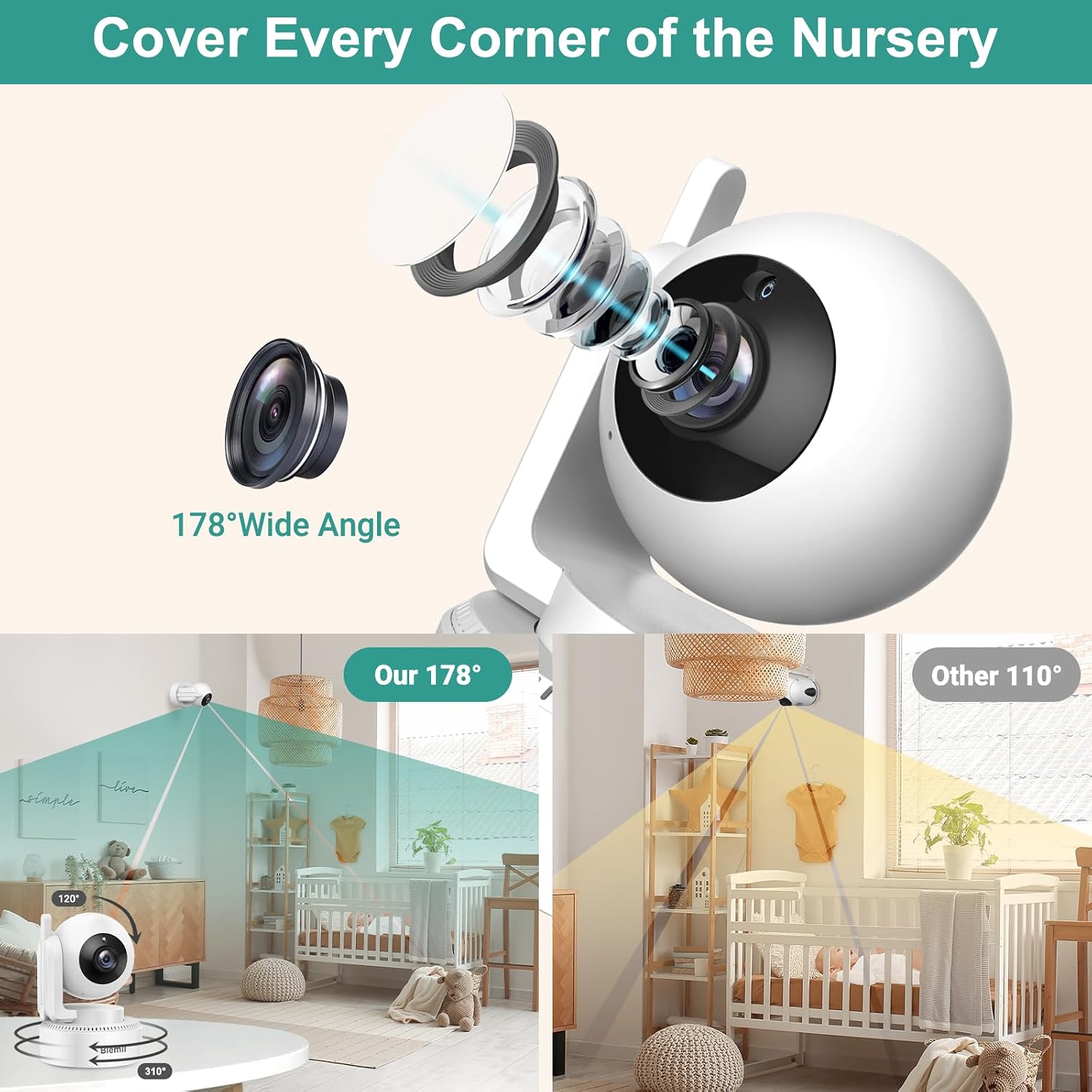 Detalle de Blemil BL9064-2 Video Baby Monitor, 6-Inch Split Screen, 2 Cameras, No Wi-Fi