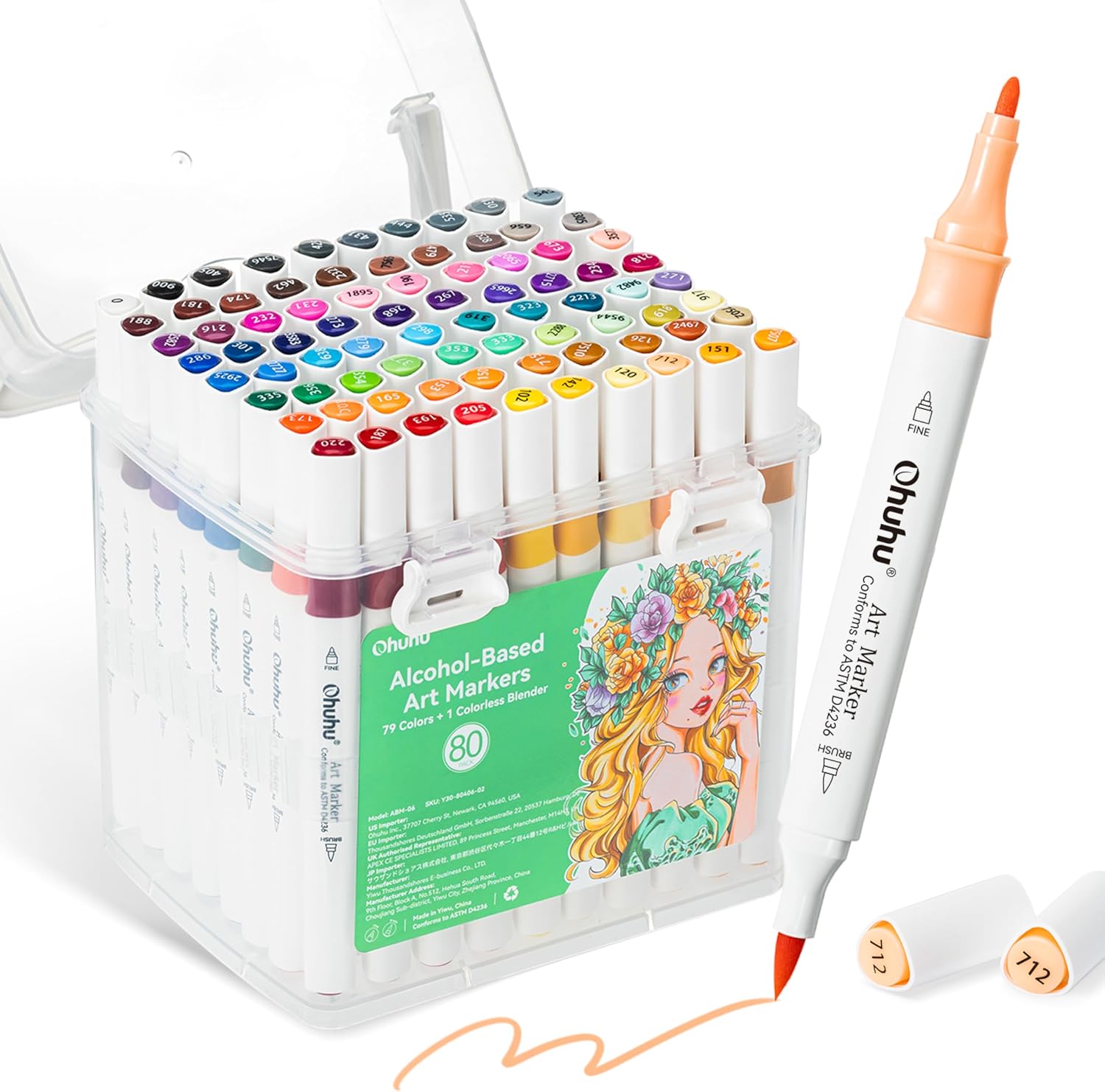 Imagen de Ohuhu Markers Brush and Fine Tips Set (79+1 Colours) – Seamless Blending for Illustration and Design en OfertitasTOP