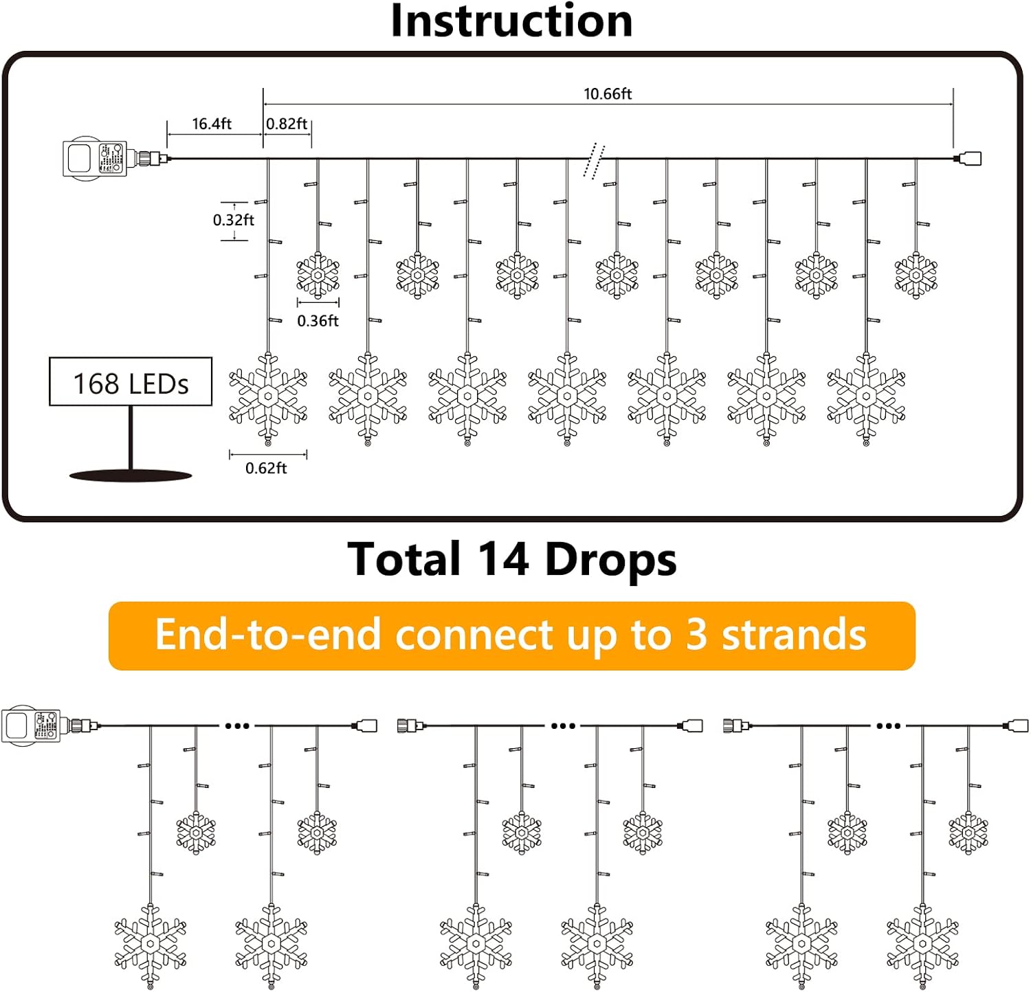 Detalle 2 de Snowflake Christmas Lights with 168 LEDs