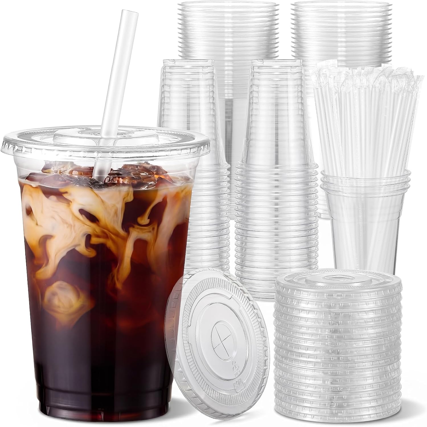 VITEVER 16oz Clear Plastic Cups with Lids and Straws 🥤