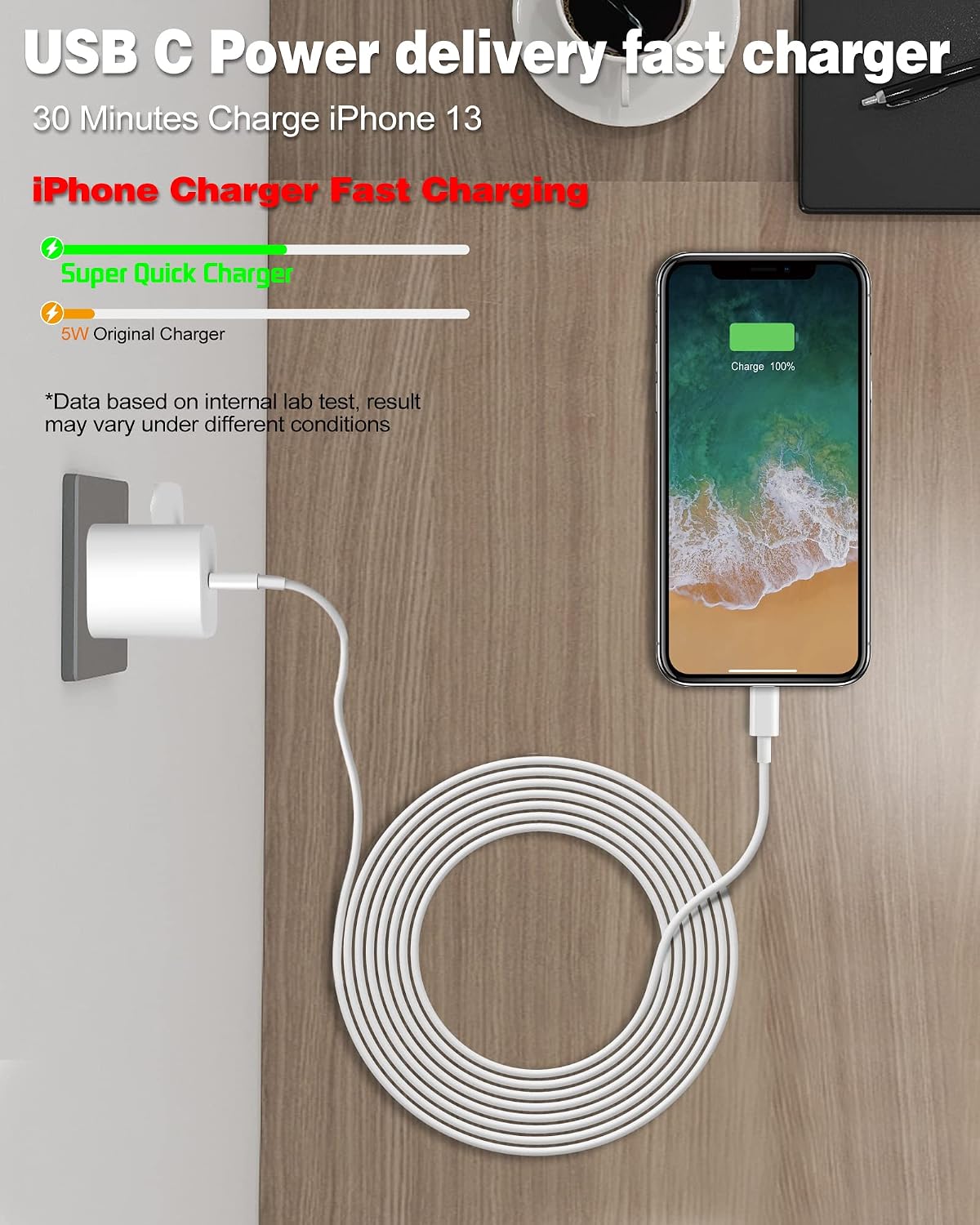 Detalle de Apple 20W iPhone Fast Charger with 10ft USB‑C Cable
