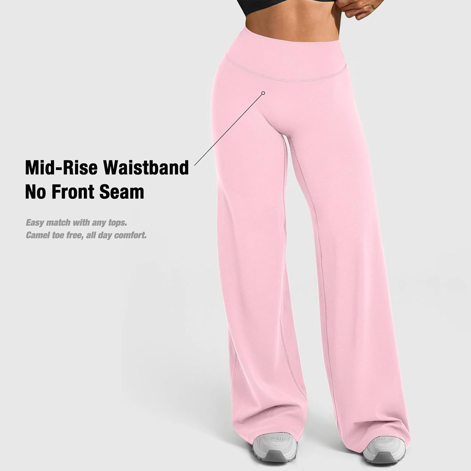 Detalle de JGS1996 Wide Leg Yoga Pants for Women: High-Waist Stretch Booty Leggings