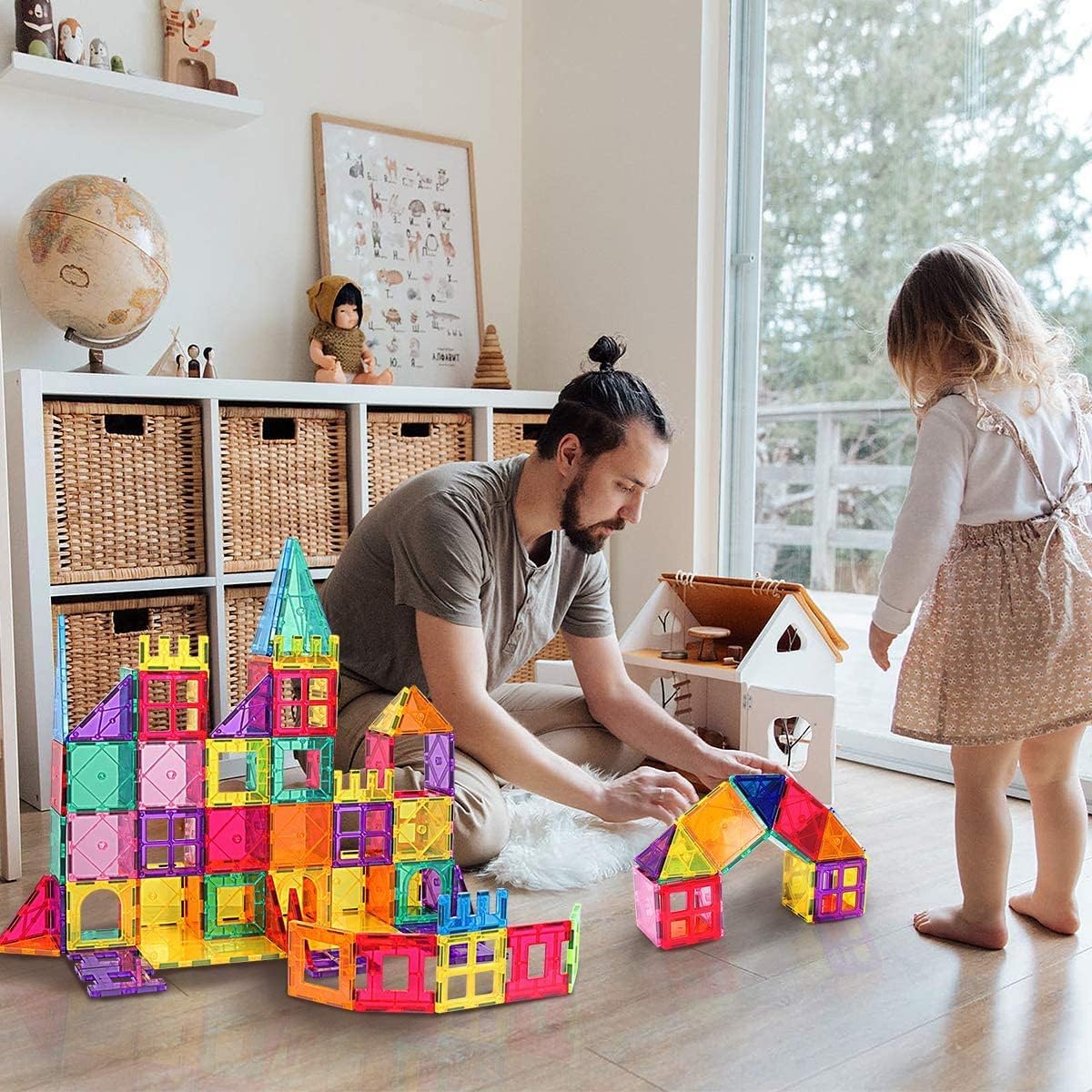 Thumbnail 6 de Landtaix 100-Piece Magnetic Tiles: STEM Building Blocks for Kids 4–8