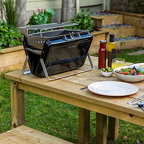 Detalle de George Foreman Portable Charcoal BBQ GFPTBBQ1005B: On-The-Go Grilling for 2–3 People
