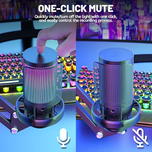 Detalle de Anykuu USB Kondensator Mikrofon 192kHz/24Bit – USB-Gaming, Streaming und Podcasting