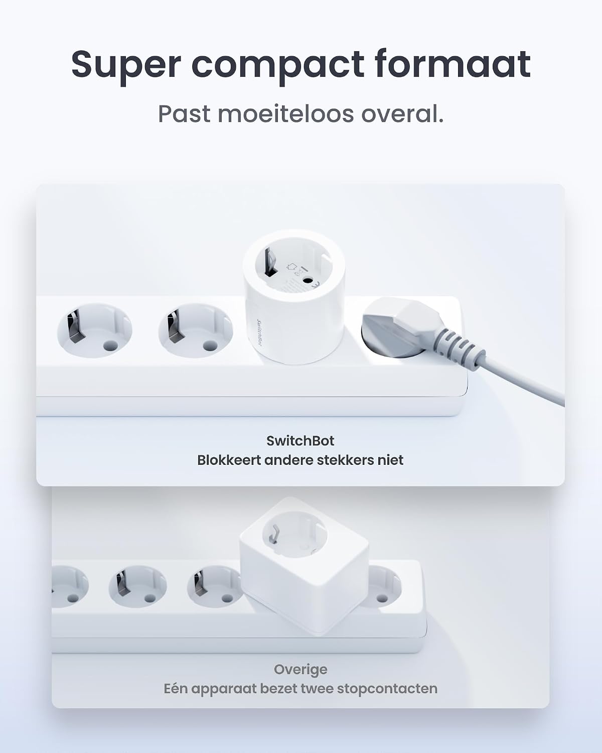 Detalle 1 de SwitchBot Matter Plug Mini W7732300 slimme stekker, 16 A, Type F, 4-pack