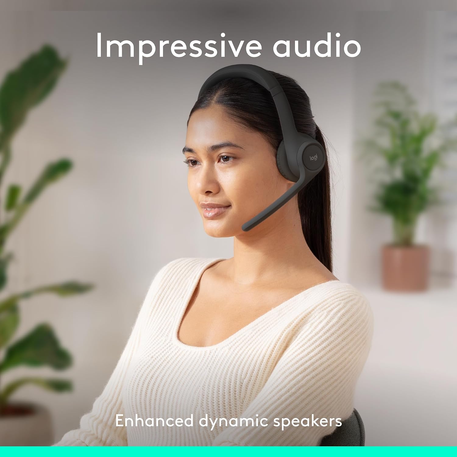 Detalle de Logitech Zone 301 981-001468 Wireless Headset, Dual Mics, Graphite