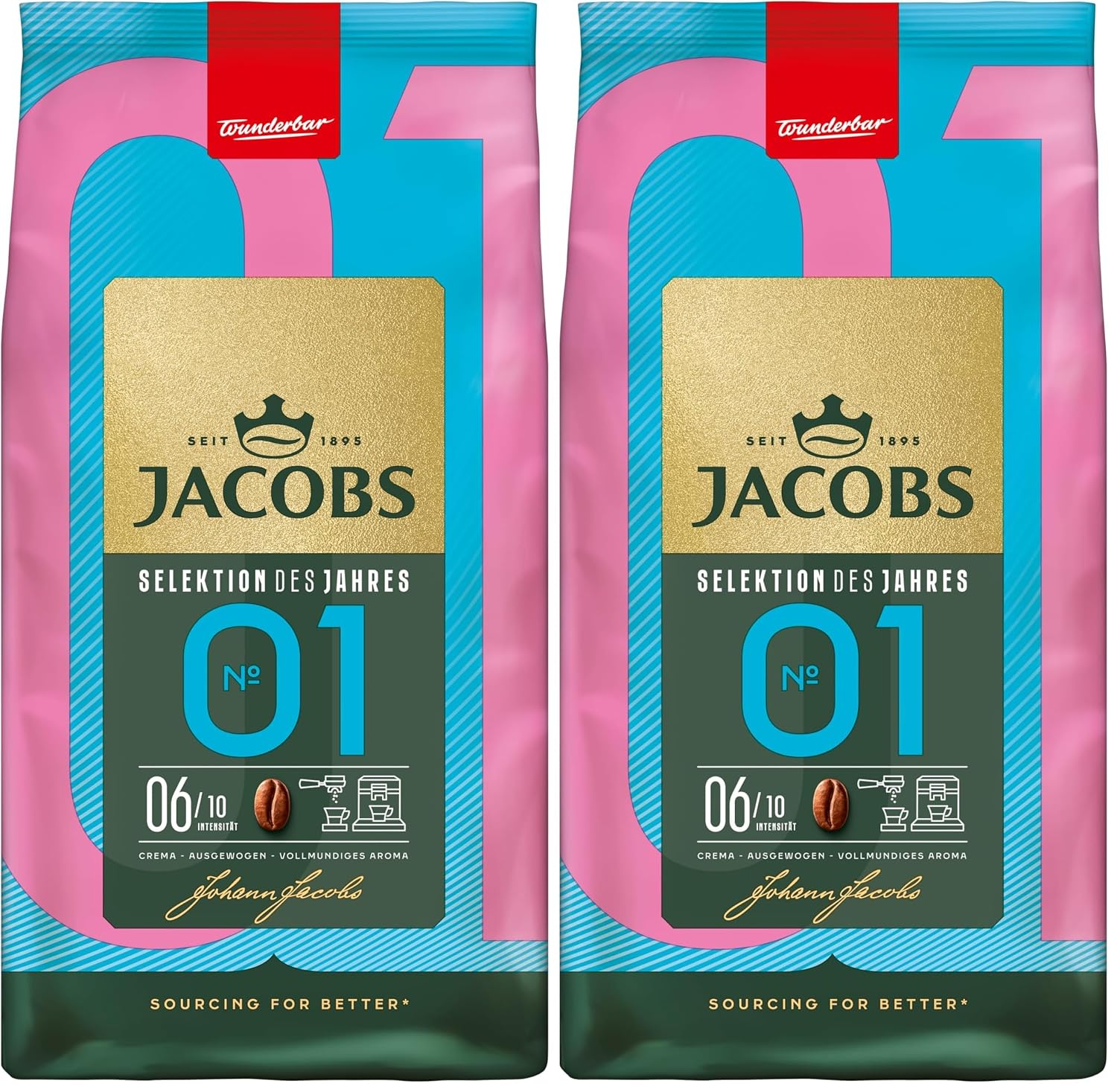 Detalle de Jacobs Kaffeebohnen No.1 Selektion des Jahres 2025 – Vollmundig, mit Zitrusnote, 1 kg ganze Bohnen