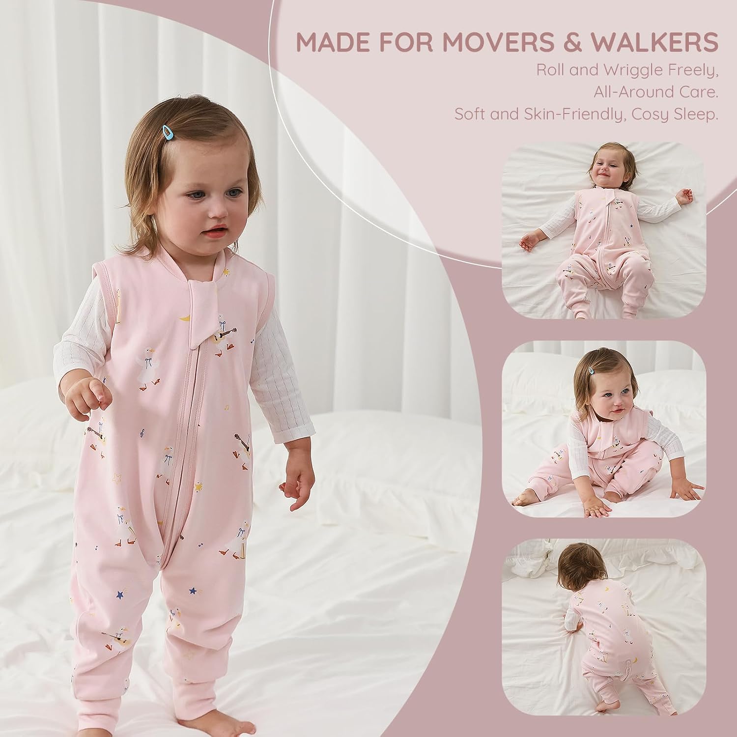 Detalle 2 de Mosebears 1.0 TOG Cotton Baby Sleeping Bag (2-3 Years) – Soft, Safe Sleep Sack for Spring & Autumn