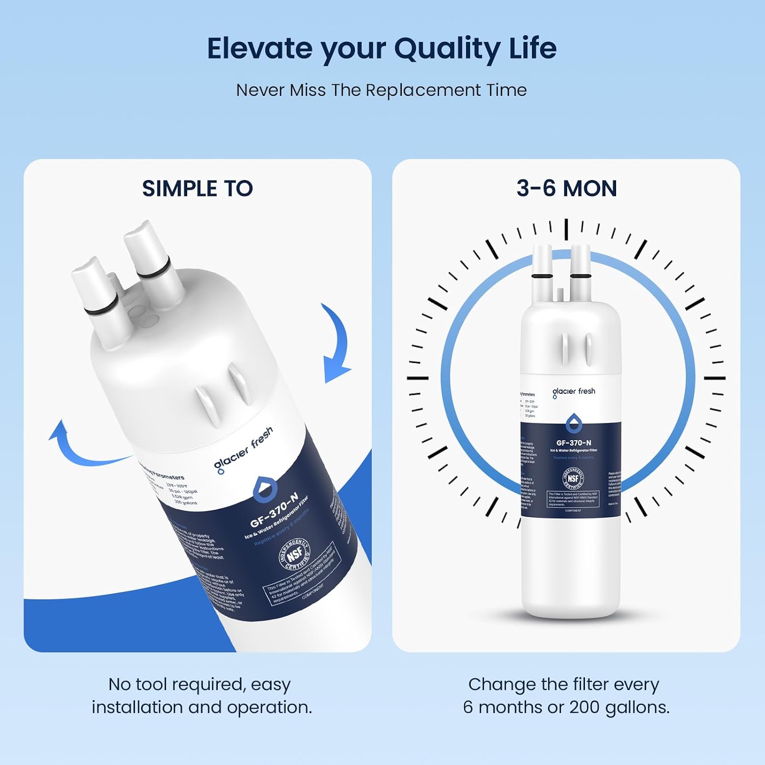 Thumbnail 6 de GLACIER FRESH GF-370 Refrigerator Water Filter, 3-Pack with Coconut-Shell Carbon Block