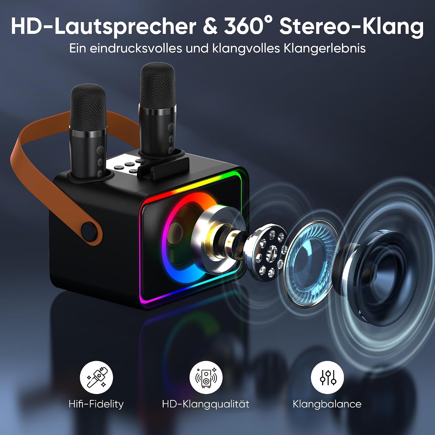 Thumbnail 1 de Karaoke Maschine 2 Mikrofonen 8W
