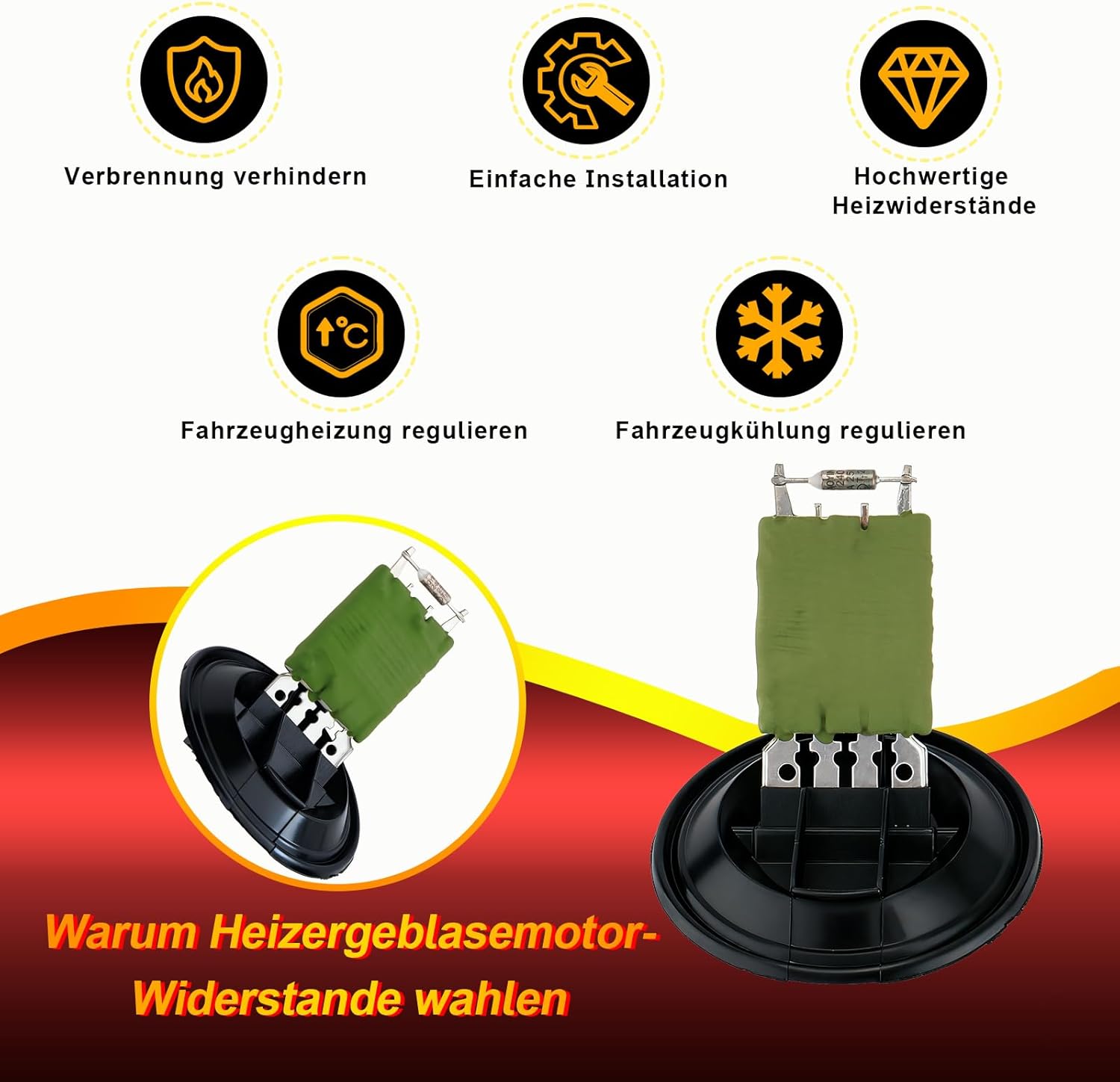 Detalle de ERMWALR Car Heater Blower Motor Resistor (6Q0959263 / 6Q0959263A) – Replacement for multiple VAG models