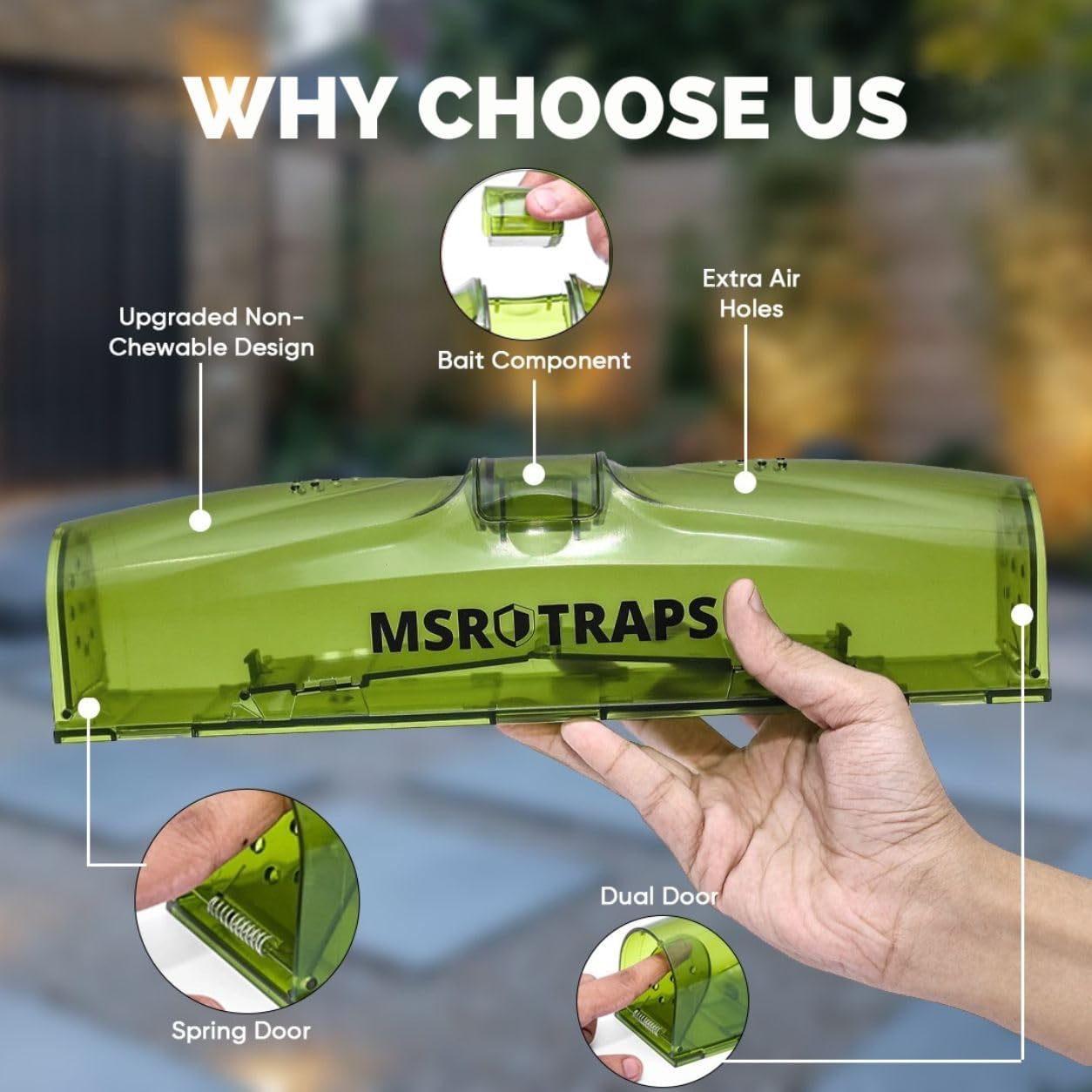 Detalle de MSR Humane-Mouse Traps 2 Pack (Extra-Long) – Live Catch & Release, Tail-Safe Dual Doors