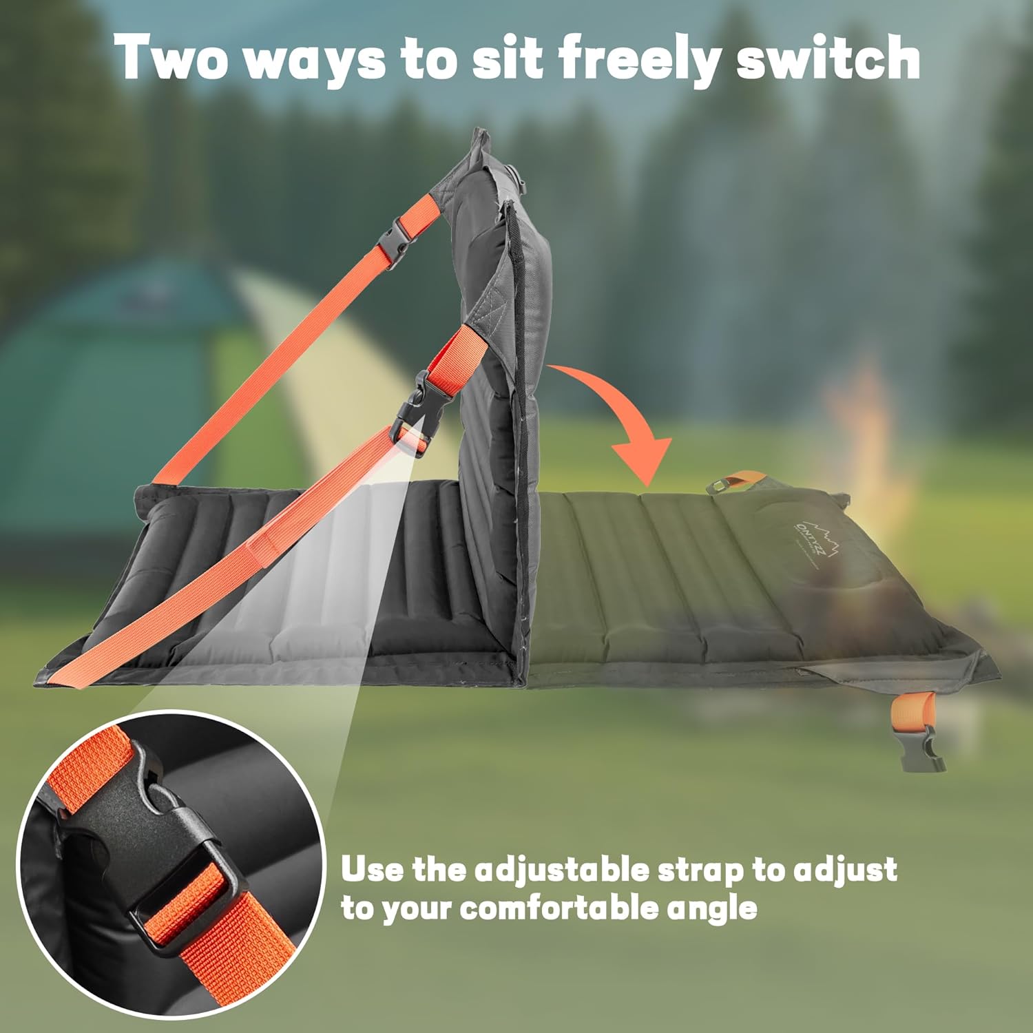 Thumbnail 6 de ONTYZZ Inflatable Cushion Stadium Seats with Adjustable Backrest – portable folding floor chair for outdoor concerts and camping