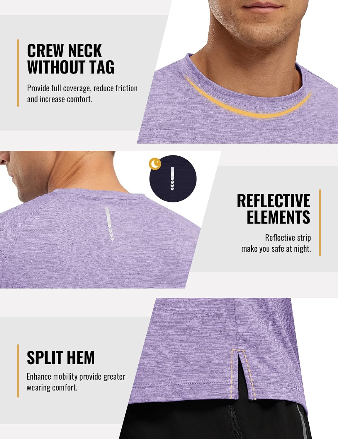 Detalle 2 de Rdruko Men's Dry Fit Athletic Shirt, Short Sleeve Moisture-Wicking Workout Top