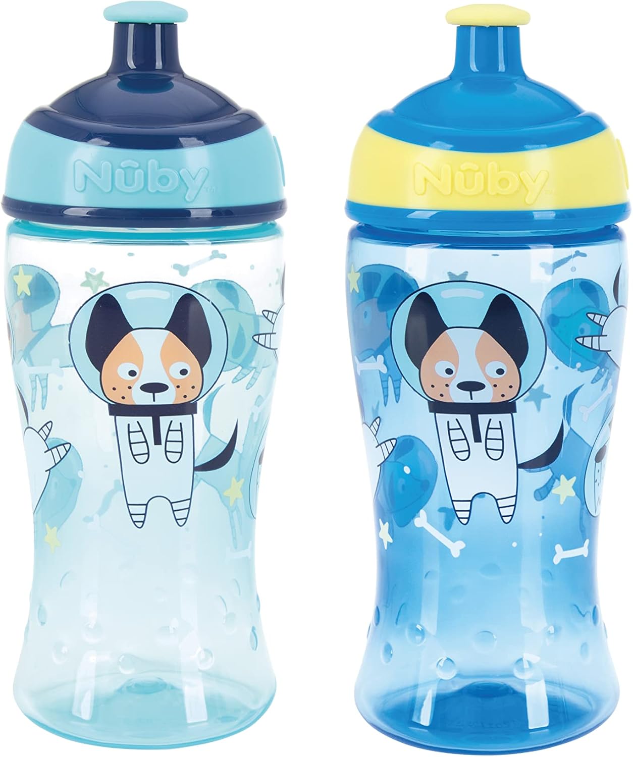 Thumbnail 1 de Nuby Super Slurp Water Bottle – No Spill Active Toddler Sippy Cup (360ml) – Pack of 2