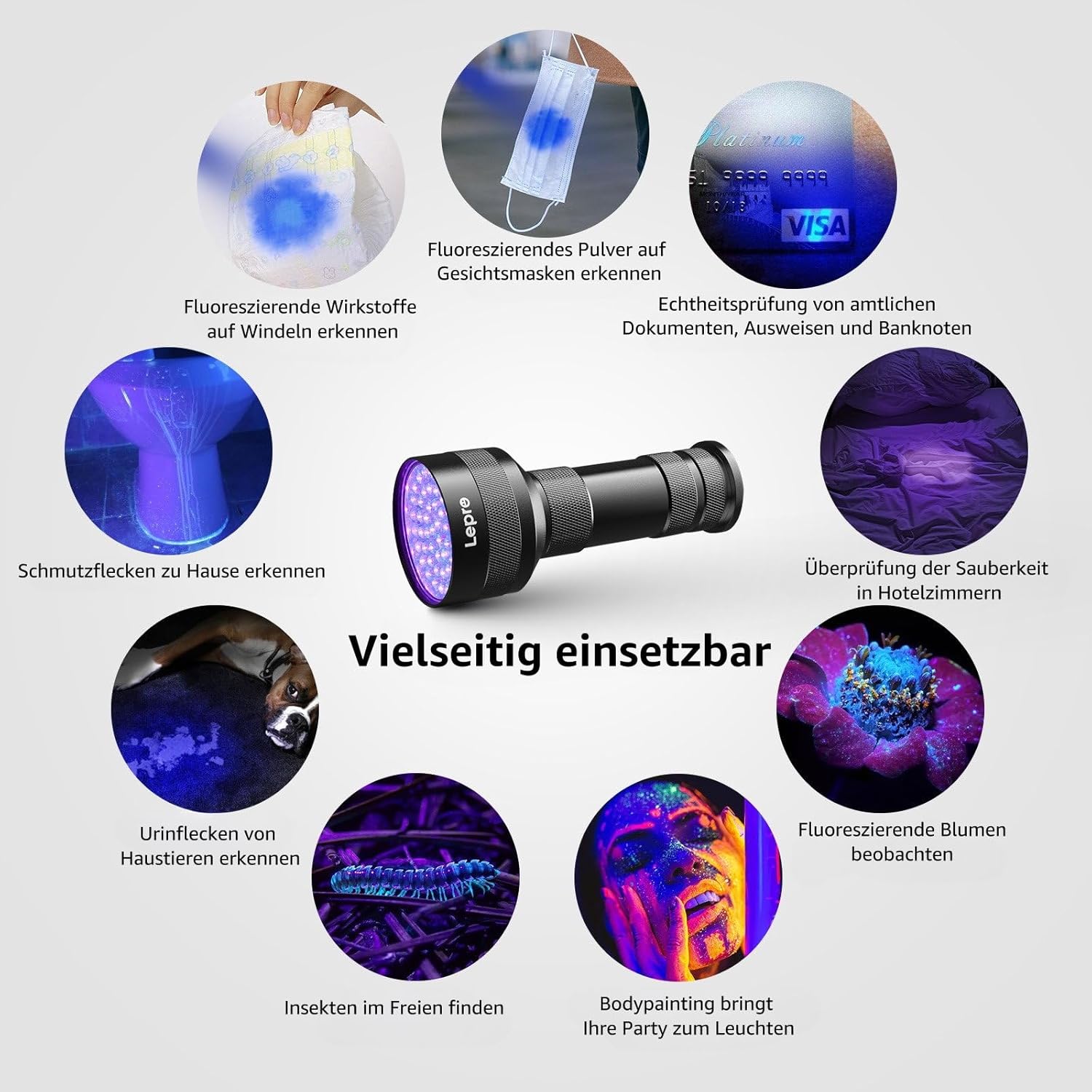 Thumbnail 4 de Lepro HD51 UV-Taschenlampe 395 nm für Haustierurin