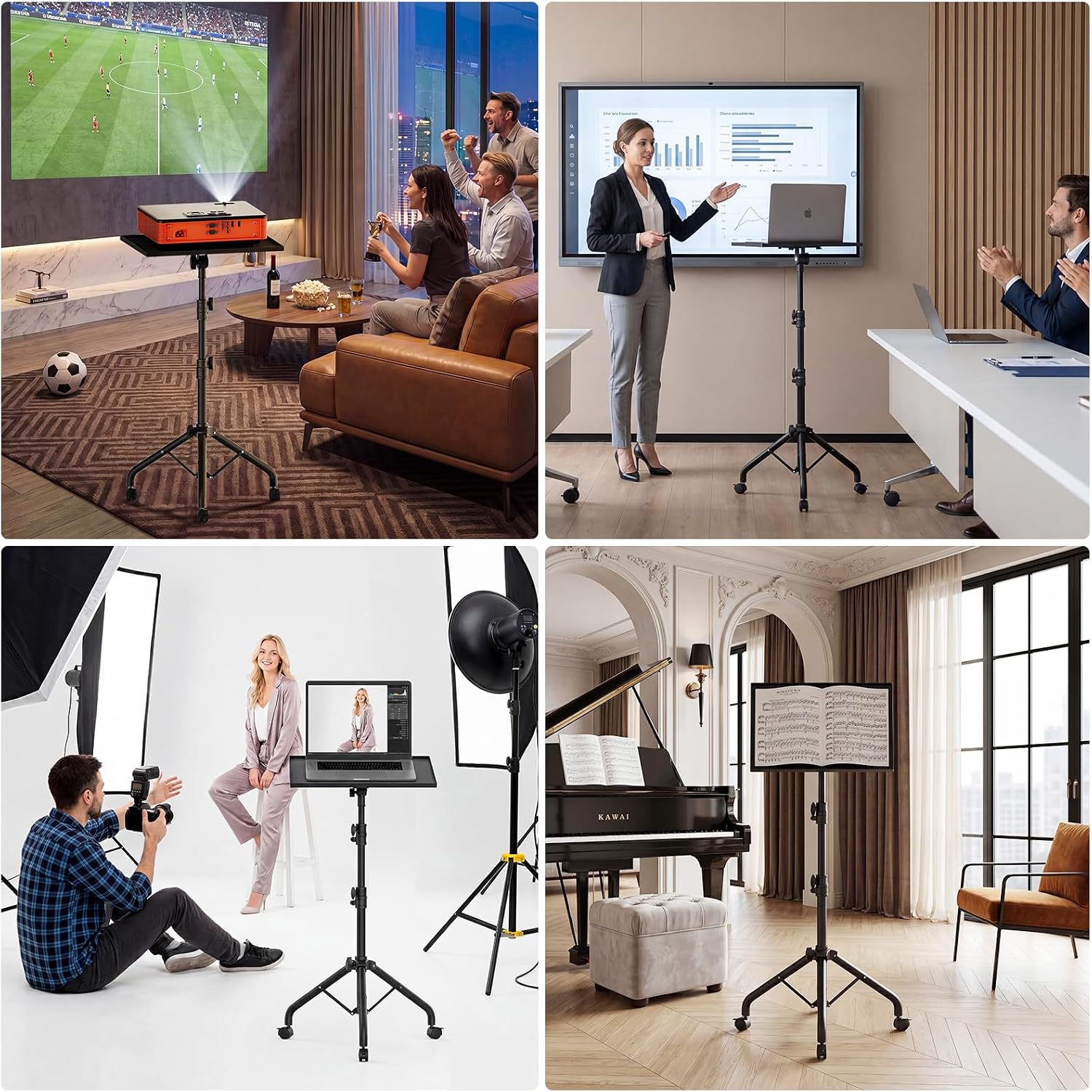 Thumbnail 6 de Bloazzup Projector Stand Tripod with Wheels, Adjustable Height and 22-Pound Capacity