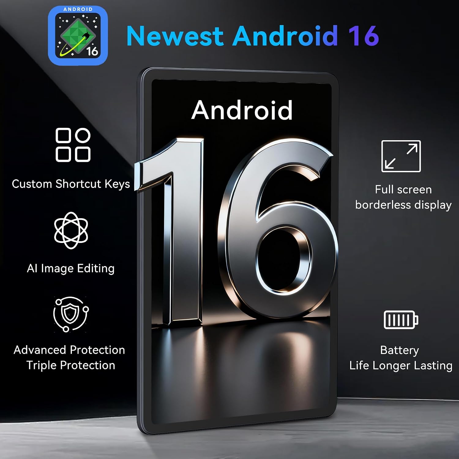Detalle 2 de 12 Inch Tablet with 2.5K Display, Android 16, 48GB RAM & 2TB Expandable Storage