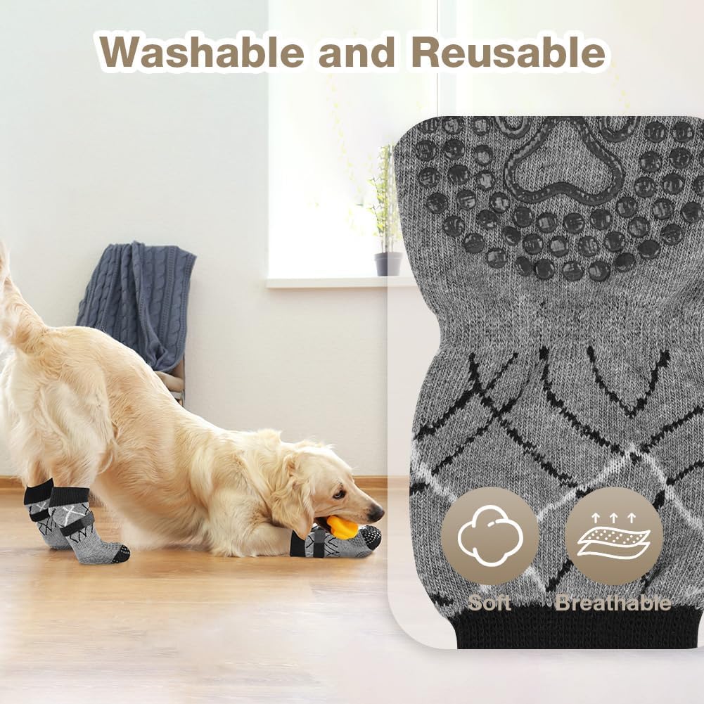 Thumbnail 6 de Adiwo 2 Pairs Anti Slip Dog Socks (Size M) – Paw Protectors with Grips for Injured Paws & Indoor/Outdoor Walking