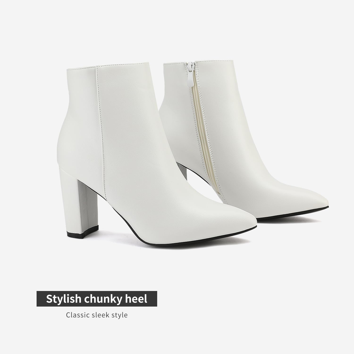 Detalle 1 de DREAM PAIRS Sianna Chunky High Heel Ankle Booties with Faux-Fur Lining