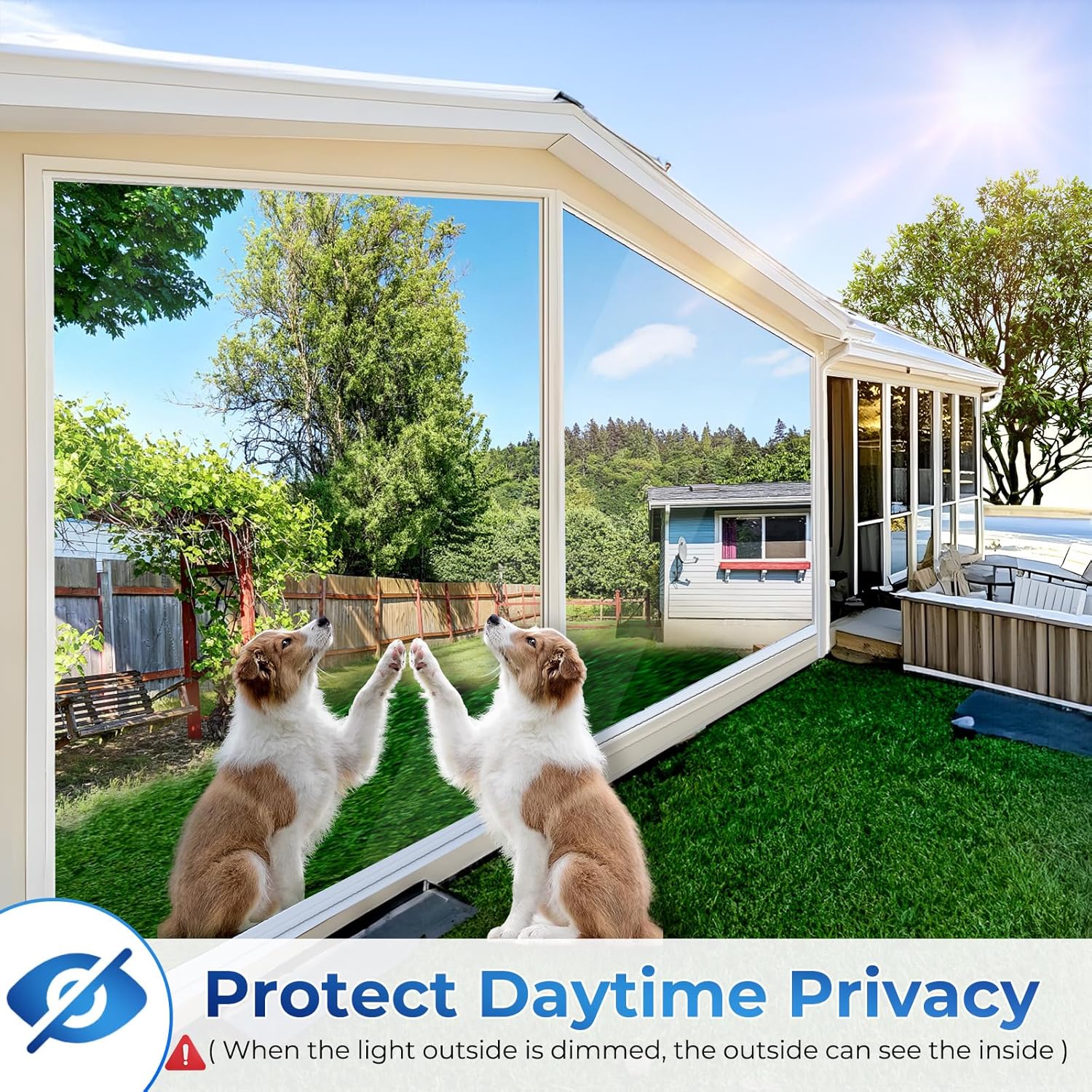 Thumbnail 2 de Beautysaid One Way Window Film Daytime Privacy with Reflective Mirror (Silver, 45x200cm)