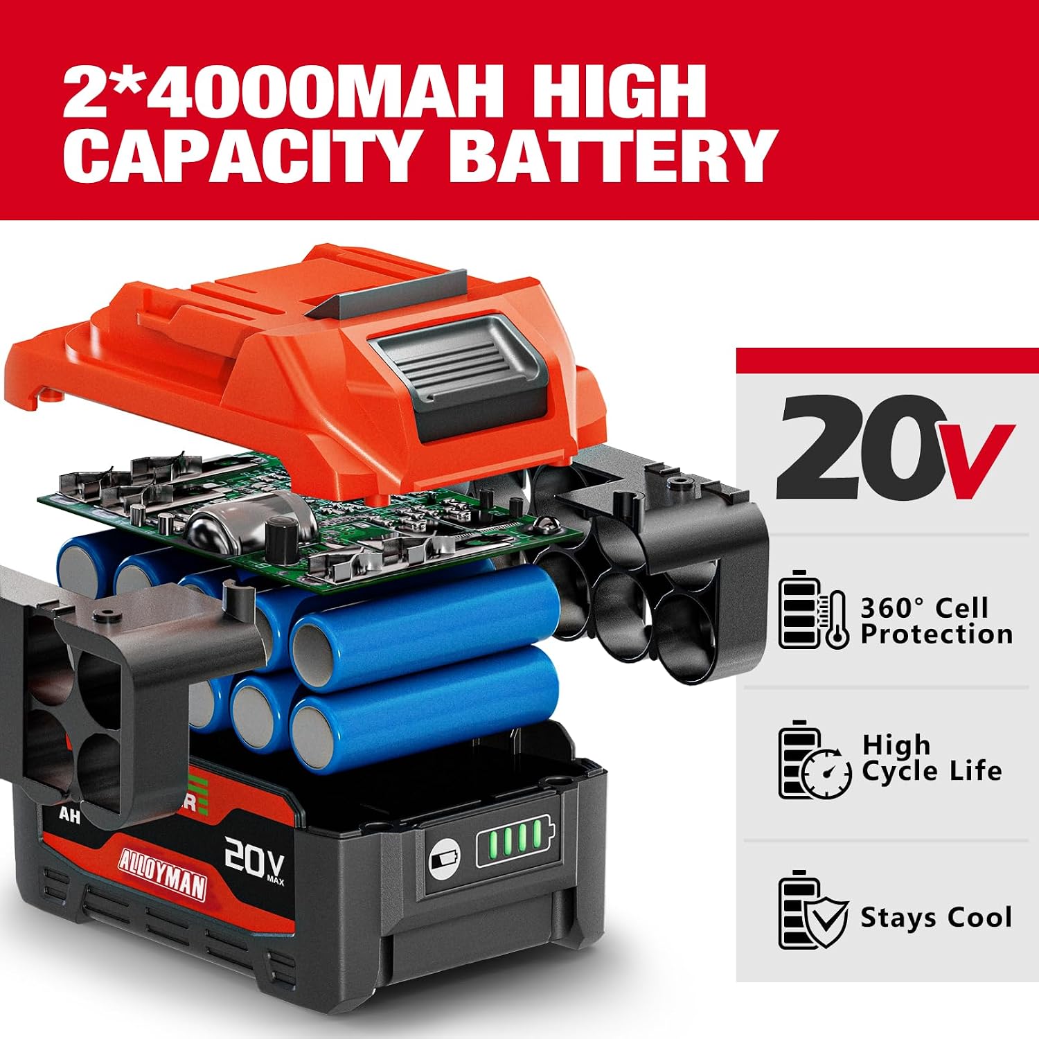 Detalle 2 de Alloyman CJBS-2000am Cordless Impact Wrench, 1/2-Inch, Brushless, 3-Speed