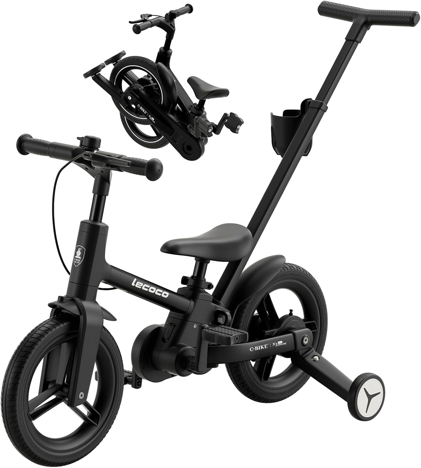 Detalle de lecoco Upgraded Toddler Bike with Push Handle 6-in-1 (Balance Bike to Pedal Bike) for Kids