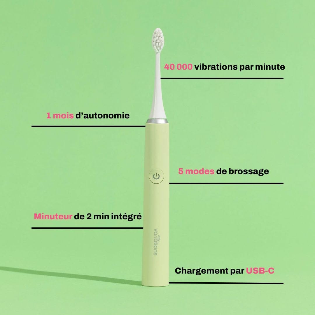 Thumbnail 2 de My Variations – Brosse à dents électrique à technologie sonique, autonomie 1 mois, 5 modes, minuteur 2 min (vert)