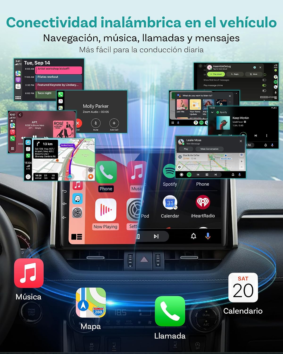 Detalle 2 de Ottocast Mini Tube CarPlay Android Auto Inalámbrico