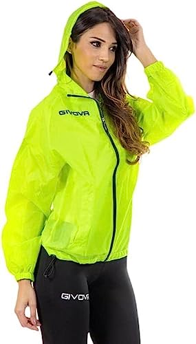 Detalle de GIVOVA RAIN BASICO GIALLO FLUO – Giacca antivento impermeabile con cappuccio removibile