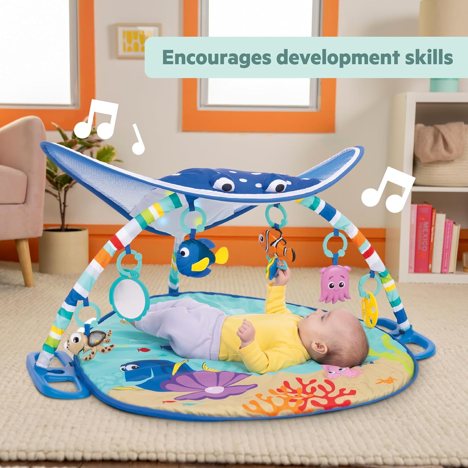 Thumbnail 6 de Bright Starts Disney Baby Findet Nemo Spieldecke mit Spielbogen, Lichtern & Dorie-Fingerpuppe