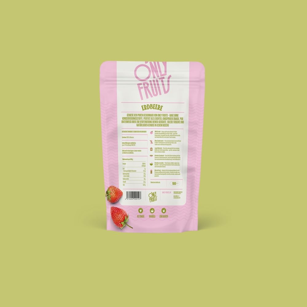Detalle 2 de ONLYFRUITS Erdbeeren in Scheiben 100 g 🍓