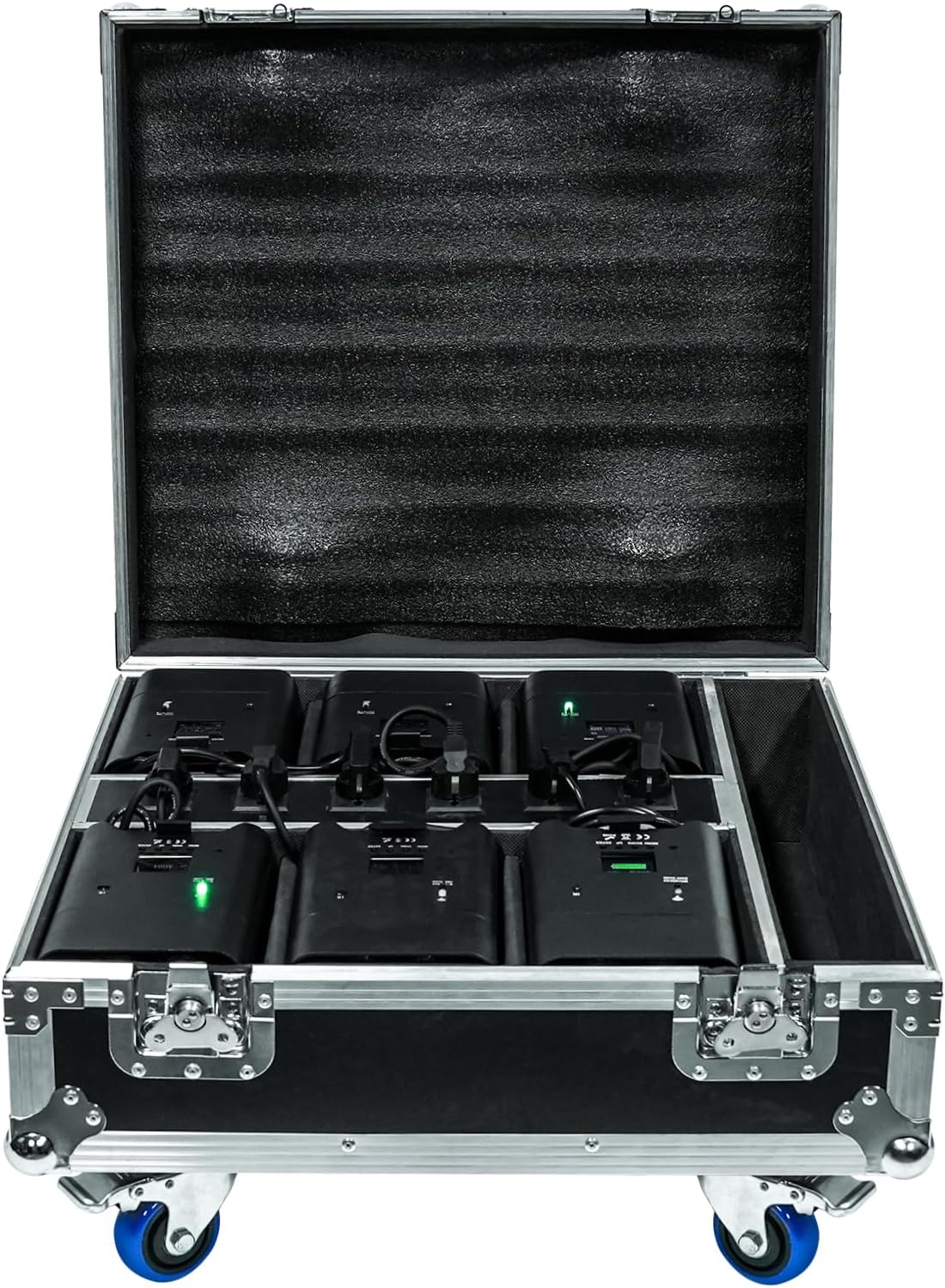 Detalle de PUZILOZA Flightcase: Valigetta portatile per 6 pezzi con batterie incorporate da 108 W APP Par LED (senza luce)