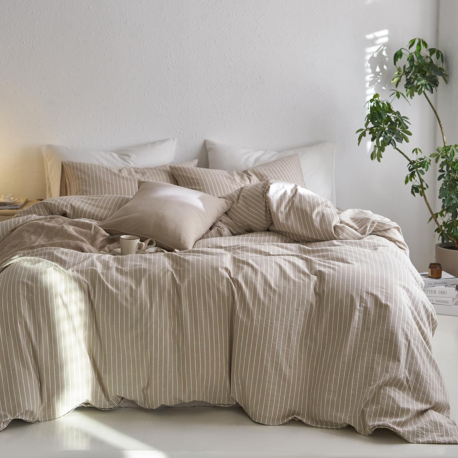 Detalle de MooMee Striped Duvet Cover Set Super Queen 90x98