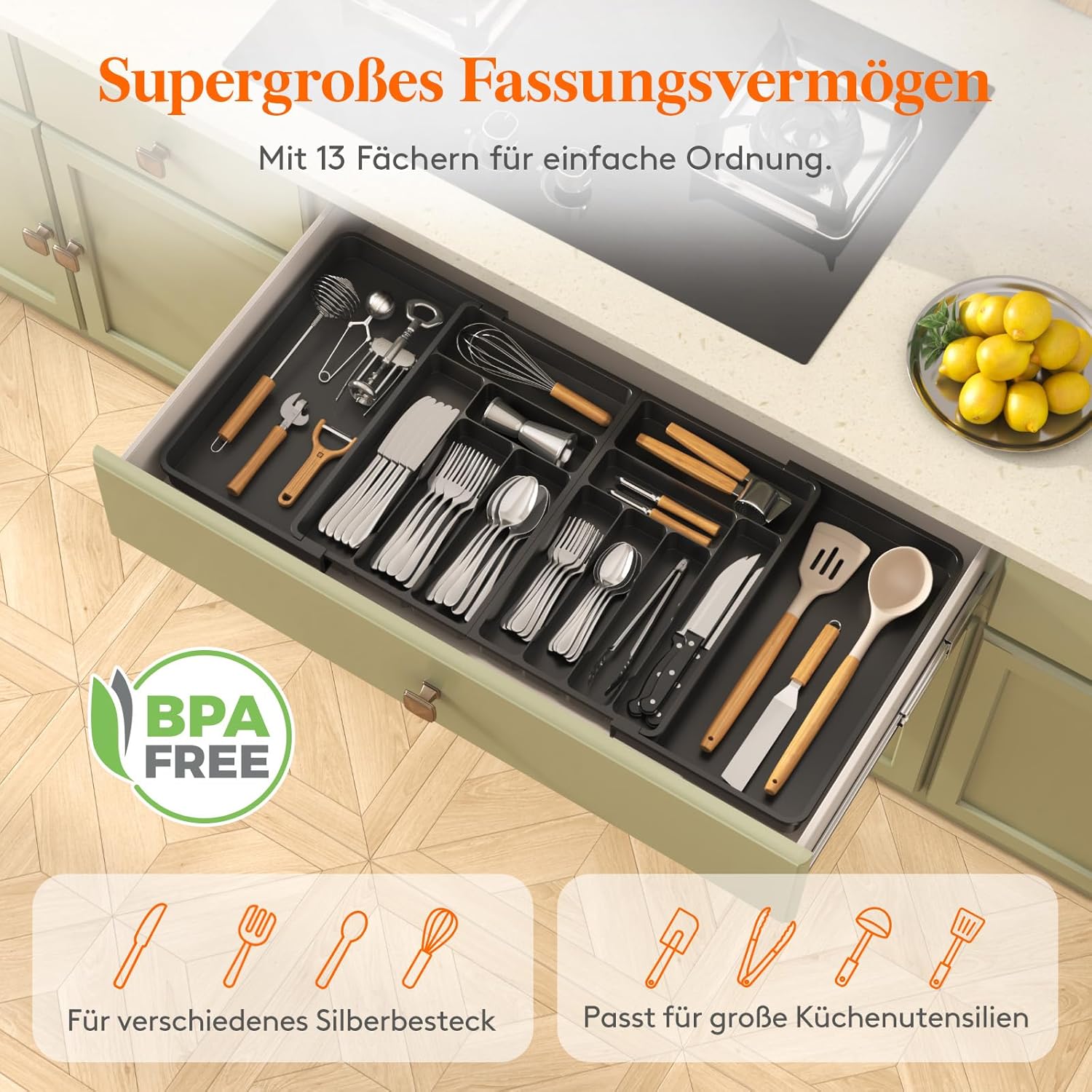 Thumbnail 5 de Lifewit Besteckkasten für Schubladen 54,1 bis 91,4 cm